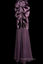 Retro Mermaid V Neckline Chiffon Grape Evening Dress Evening Prom Dress