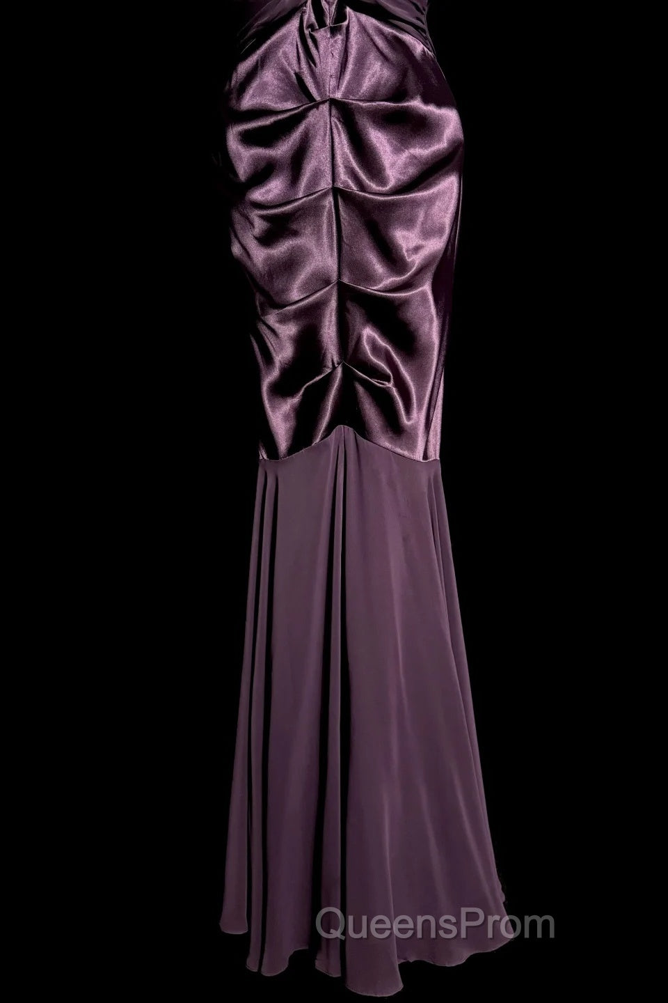 Retro Mermaid V Neckline Chiffon Grape Evening Dress Evening Prom Dress