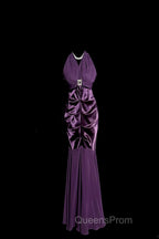 Retro Mermaid V Neckline Chiffon Grape Evening Dress Evening Prom Dress