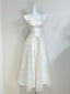 Retro Palace Ivory A-Line Square Neck Strap Jacquard Tulle Classy Prom Dress