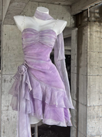 Retro Sheath Spaghetti Straps Short Lilac Cocktail Dress Birthday Outfits