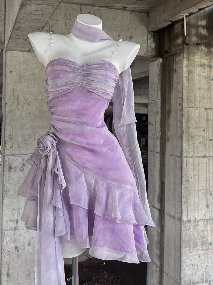 Retro Sheath Spaghetti Straps Short Lilac Cocktail Dress Birthday Outfits