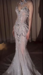 Retro Wedding Dress Mermaid Sweetheart Sequin Pearls Long White Wedding Dress Bride Dress Bridal Gowns