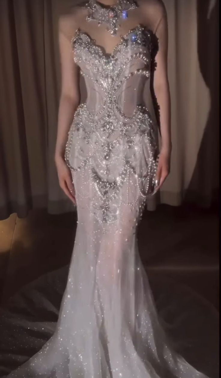 Retro Wedding Dress Mermaid Sweetheart Sequin Pearls Long White Wedding Dress Bride Dress Bridal Gowns Main image