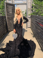 Princess Black Girl Long Classy Prom Dress Mermaid Dress