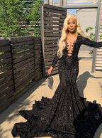 Princess Black Girl Long Classy Prom Dress Mermaid Dress