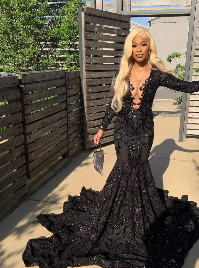 Princess Black Girl Long Classy Prom Dress Mermaid Dress
