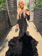 Princess Black Girl Long Classy Prom Dress Mermaid Dress
