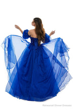 Roayl Blue Tulle Sequins Sweetheart Prom Dresses Spaghetti Straps Evening Quinceanera Dresses