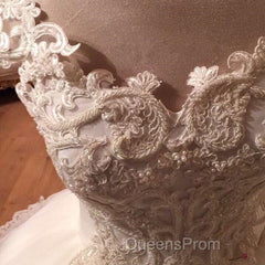 Romantic Lace Pearl Beaded Sweetheart Wedding Dress Ball Gowns