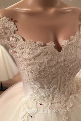 Romantic Lace Pearl Beaded Sweetheart Wedding Dress Ball Gowns