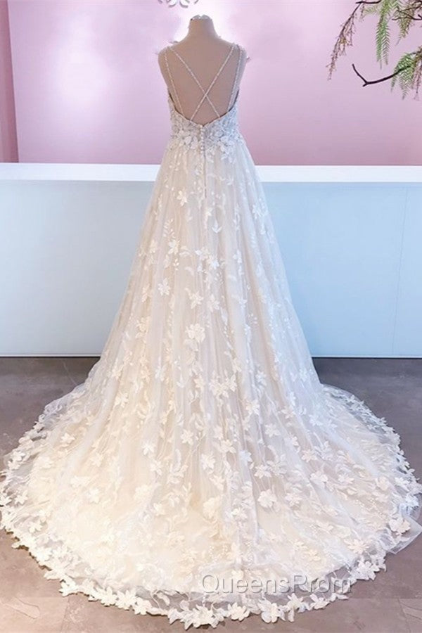 Romantic Long A-Line Sweetheart Appliques Lace Tulle Wedding Dress Secondary image