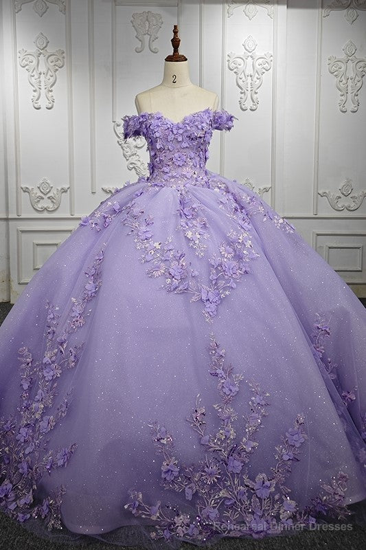 Romantic Quinceanera Dresses Sleeveless Beading Prom Dresses with 3D Flower Appliques Main image