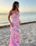 Romantic Spaghetti Straps V Neck Classy Prom Dress,Charming Classy Evening Dress