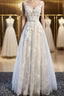 Round Neck Gray Lace Evening Prom Dress with Corset Back, Gray Lace Formal Evening Bridesmaid Dress