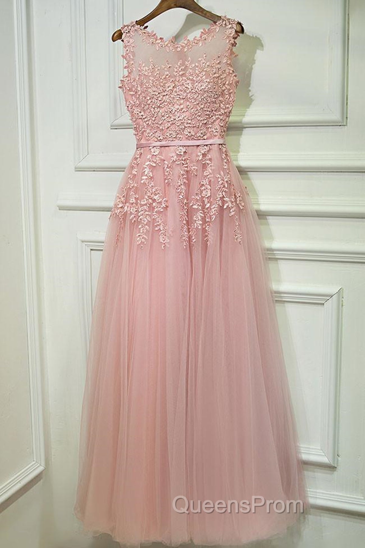 Round Neck Lace Evening Prom Dress, Lace Formal Evening Dress