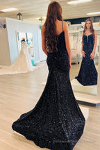 Royal Blue Beaded Sparkly Mermaid Corset Prom Dress