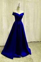 Royal Blue Bridesmaid Dress Satin Off The Shoulder
