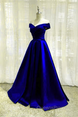 Royal Blue Bridesmaid Dress Satin Off The Shoulder