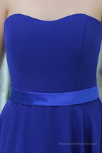 Royal Blue Chiffon Strapless Simple Homecoming Dresses