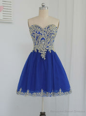 Royal Blue Homecoming Dresses A-line Sweetheart Short