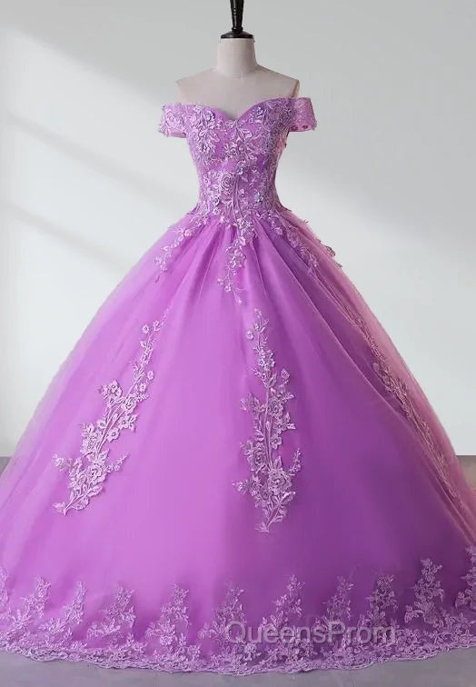Royal Blue Lace Off the Shoulder Quinceanera Dress with Flowers
