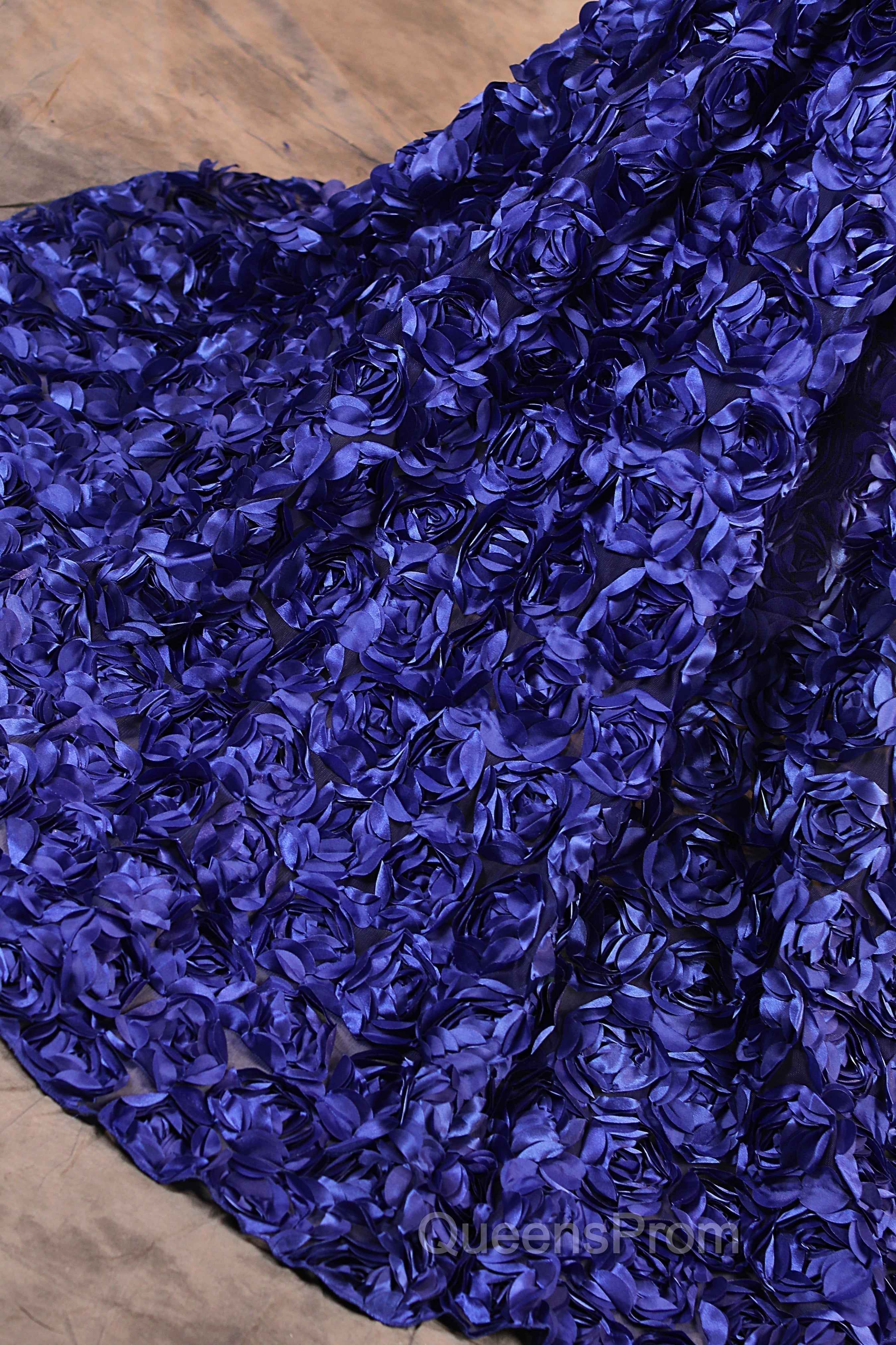 Royal Blue Mermaid Evening Prom Dress Sequined Lace Flowers Halter Neck Backless Long Gowns