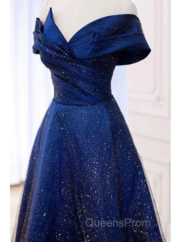 Royal Blue Off The Shoulder V-Neck Long Evening Prom Dress Evening Dress, Secondary image
