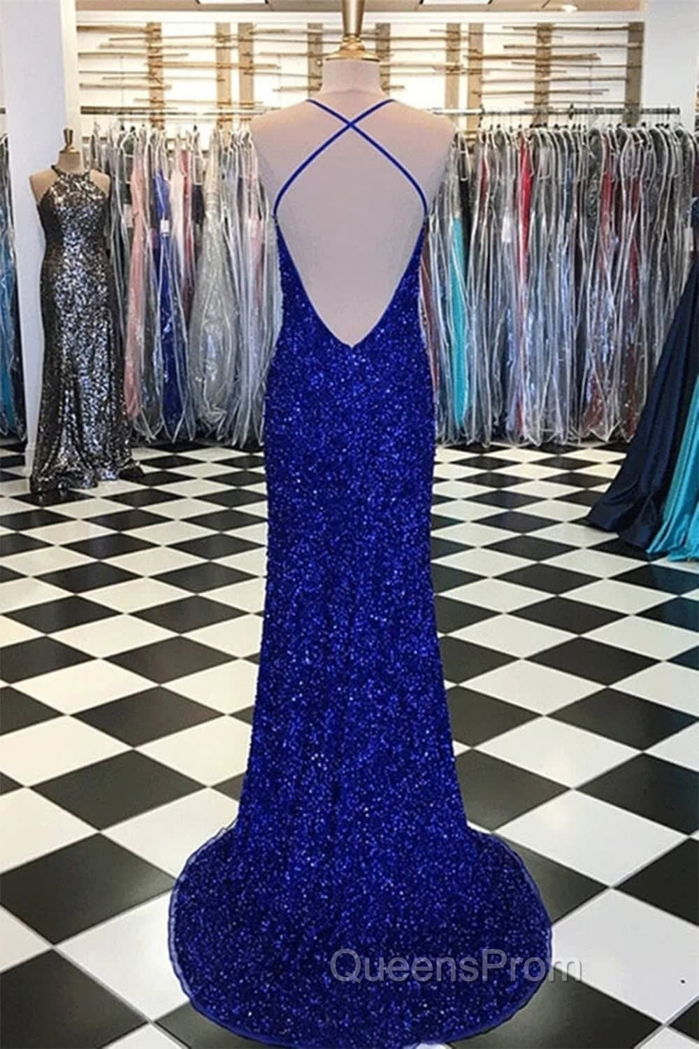 Royal Blue Sequin Mermaid Evening Prom Dress Secondary image