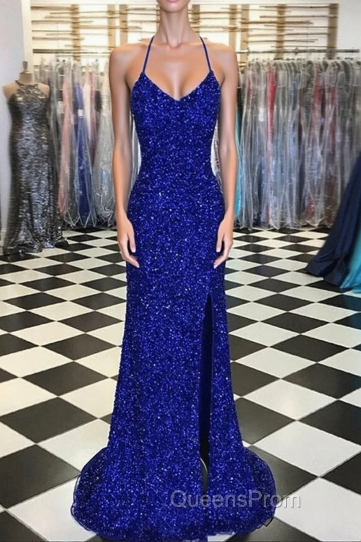 Royal Blue Sequin Mermaid Evening Prom Dress Main image
