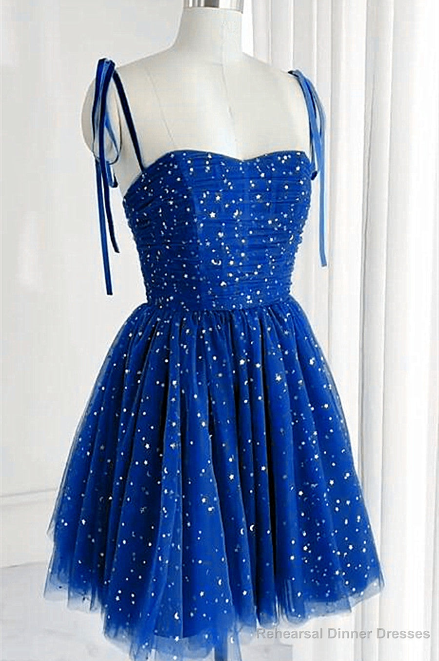 Royal Blue Sparkle Tulle Sweetheart Short Formal Dress, Blue Short Homecoming Dress Main image