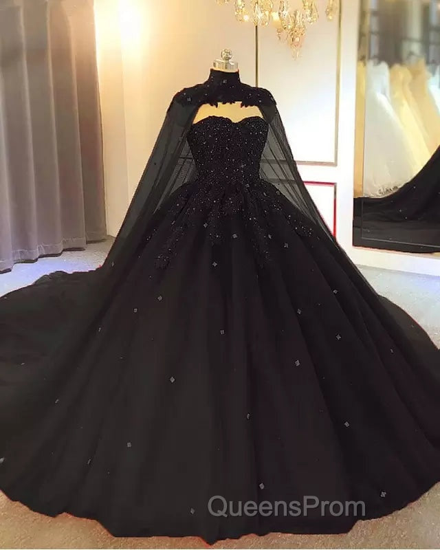 Royal Blue Tulle Ball Gown Evening Prom Dress With Cape