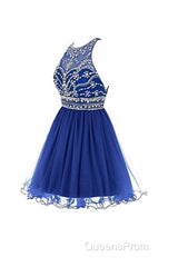 Royal Bule Tulle Homecoming Dress Short Evening Prom Gowns
