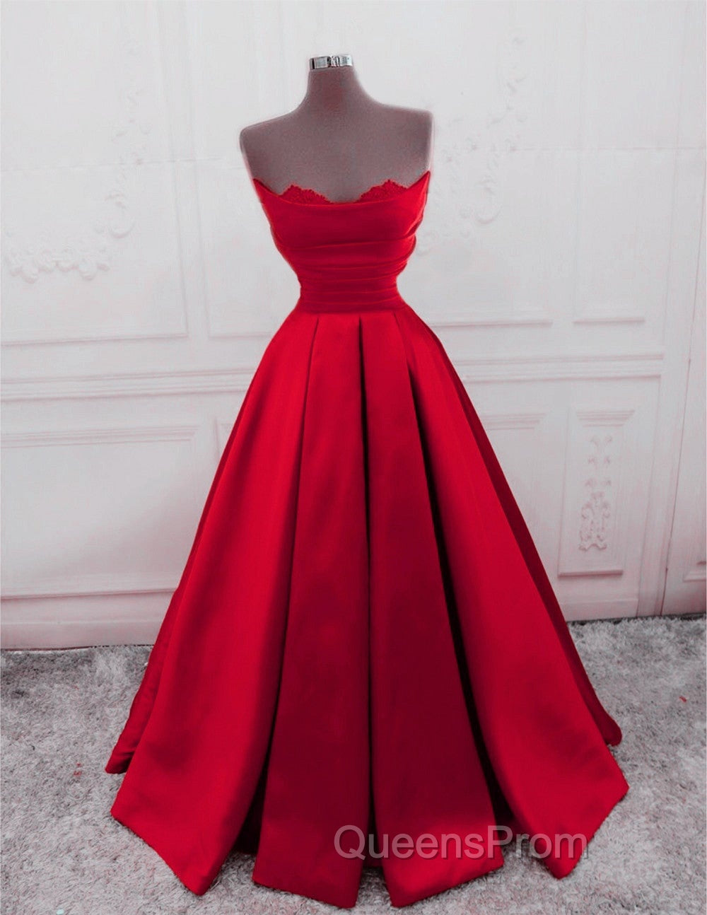 Ruched Satin Strapless Ball Gown Floor Length Dress Secondary image