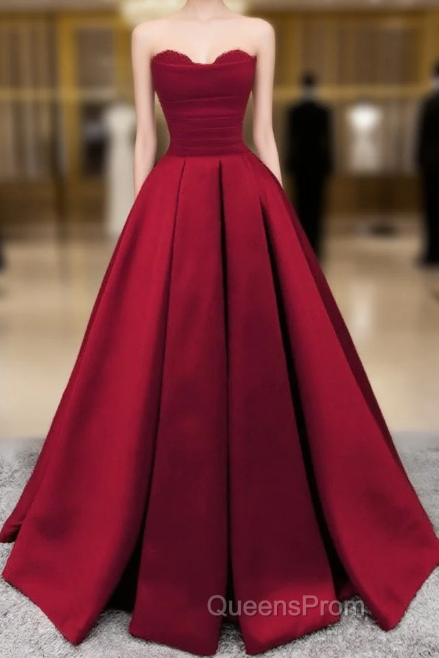 Ruched Satin Strapless Ball Gown Floor Length Dress Main image