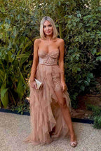 Rust Red Sweetheart High Low Tiered Classy Dress