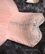 Pink A Line Sweetheart Neck Short Evening Prom Dress, Homecoming Dress