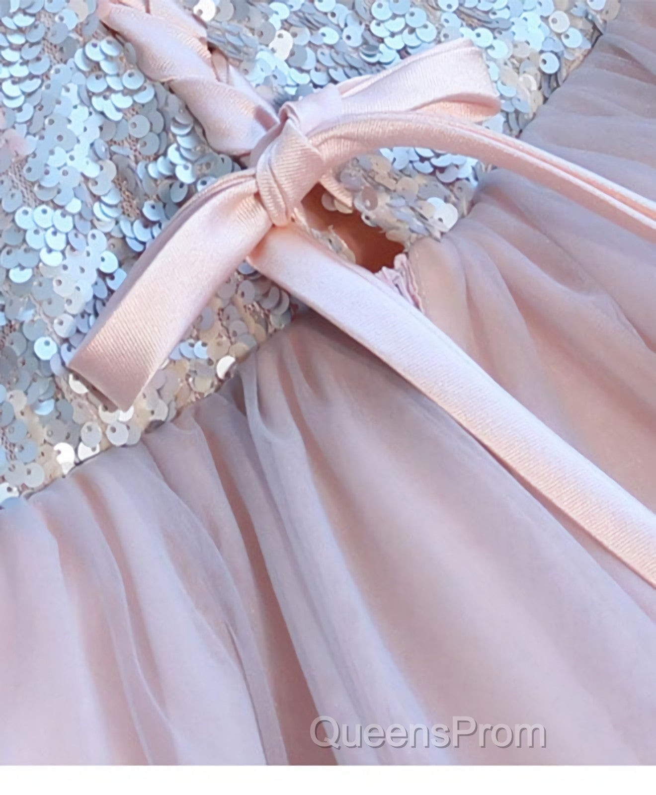 Cute Pink V Neck Tulle Seqsuins Short Evening Prom Dress, Cocktail Dress