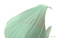 Simple A-Line Chiffon Ruched Mint Green Long Bridesmaid Dress