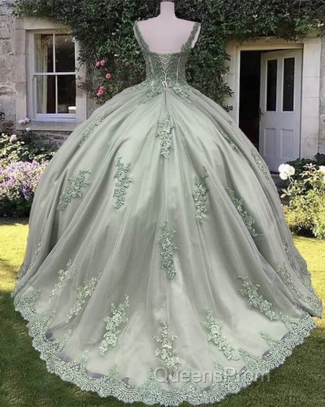 Sage Corset Ball Gown Appliques Tulle Dress Secondary image