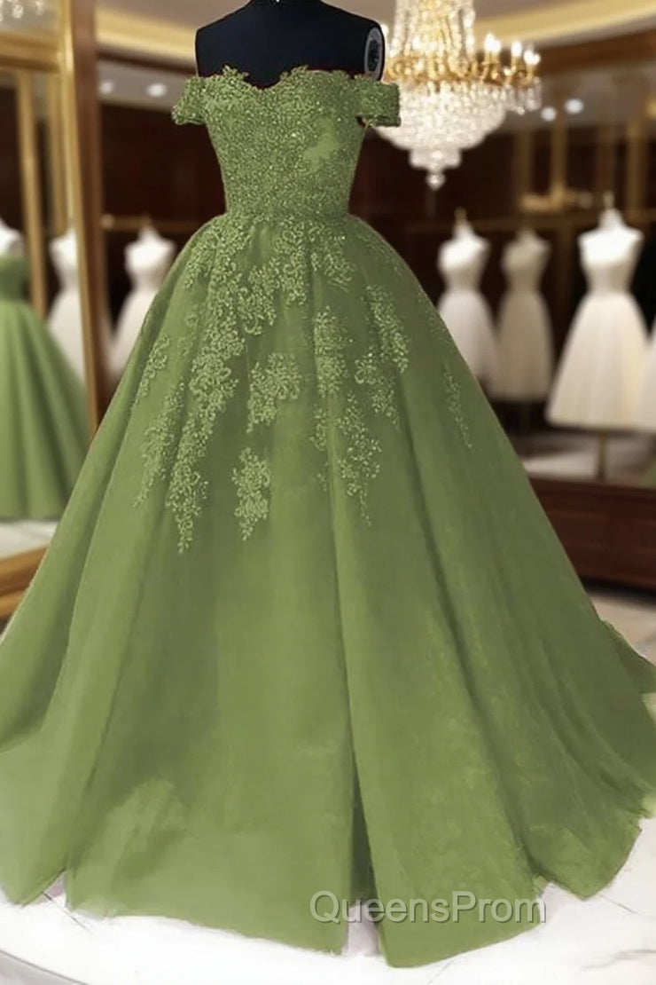 Sage Green Quinceanera Dress Off The Shoulder Lace Beaded Evening Gowns Main image