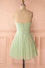 Sage Green Strapless A-Line Short Party Dress Homecoming Dress