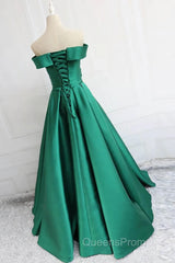 Satin A-line Off-the-Shoulder Evening Dress,Elegant Long Evening Prom Dress,Graduation Dress