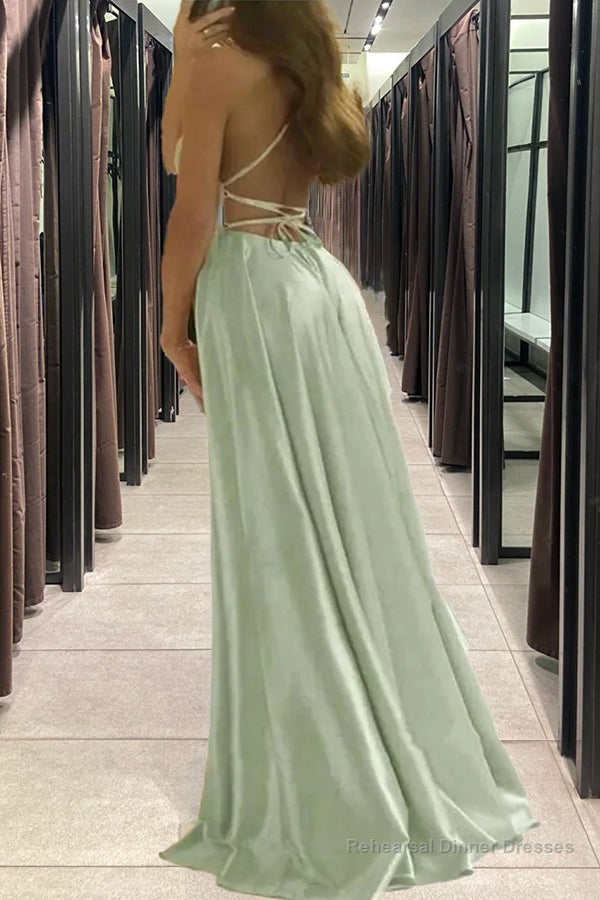 Satin Burgundy Prom Dress Beach Maxi Women Dress, Straps Evening Cheap Bridesmaid Dresses Secondary image