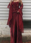 Long Spaghetti Straps Simple Burgundy Classy Prom Dress Birthday Outfits