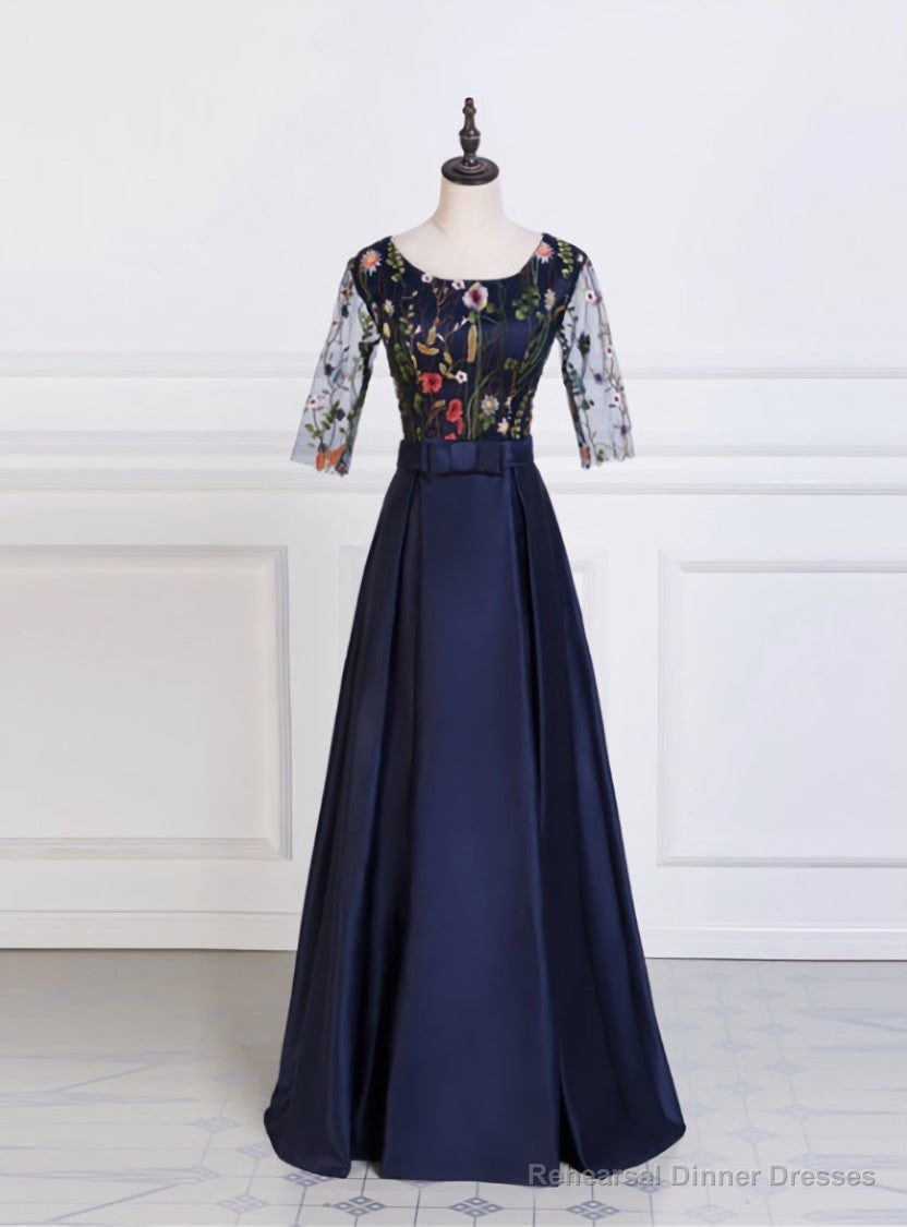 Satin Prom Dresses A-Line Party Prom Dresses Embroidery Prom Dresses Main image