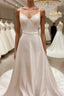 Satin Spaghetti Straps Backless Long Wedding Dress