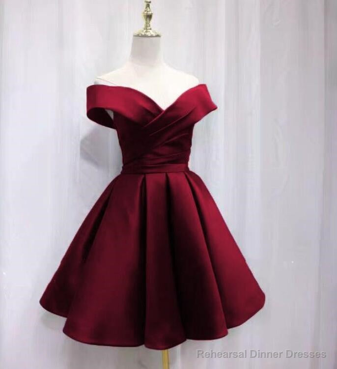 Satin Sweetheart  Bridesmaid Dress, Off Shoulder Short Formal Dress Secondary image