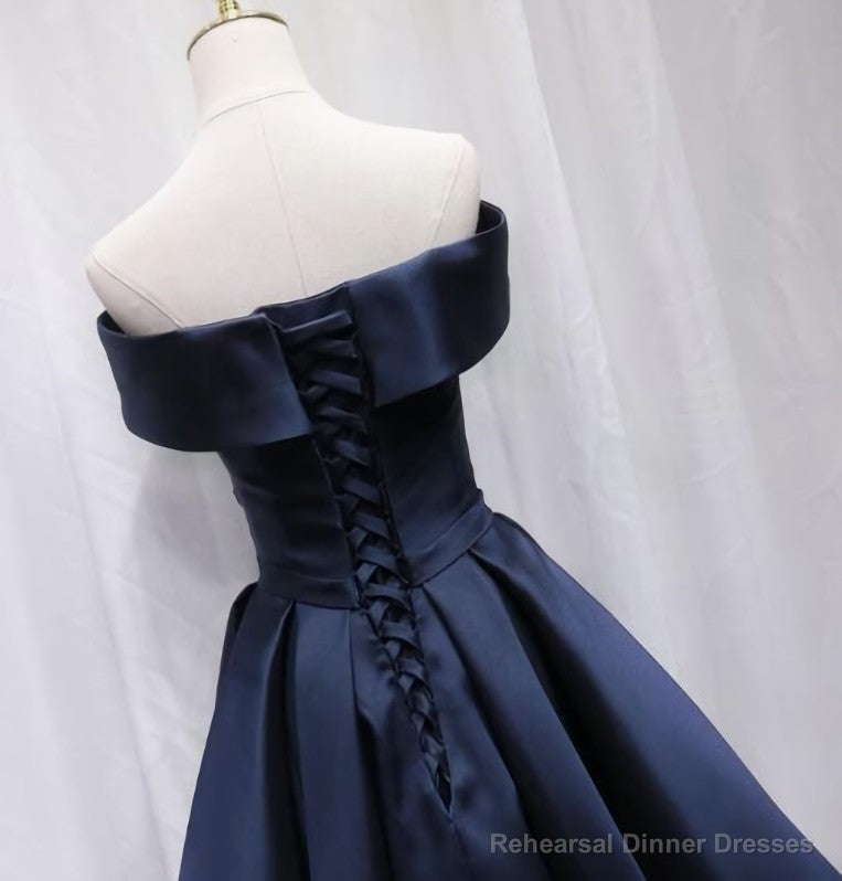 Satin Sweetheart  Bridesmaid Dress, Off Shoulder Short Formal Dress