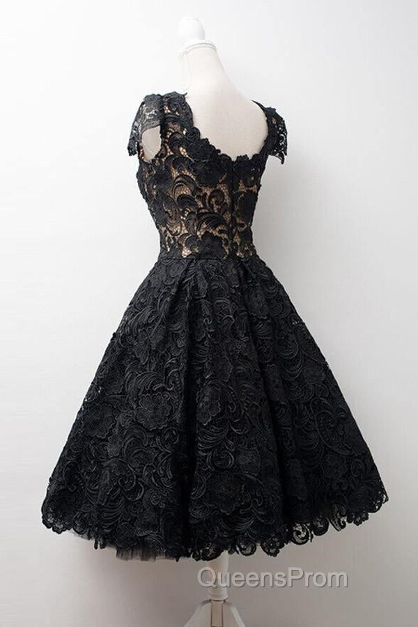 Scoop Knee-Length Cap Sleeves Ball Gown Lace Homecoming Dress Secondary image